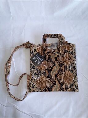 TMRW Studio Mateo Snakeskin Embossed Leather Foldover Clutch Crossbody Bag NWT